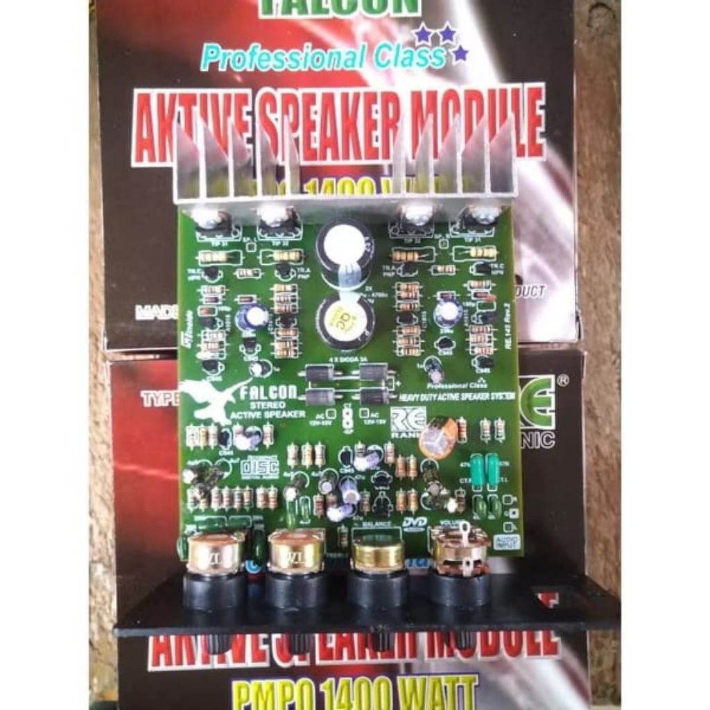 Kit aktif speaker stereo tip41 tip42 1400w pmpo falcon