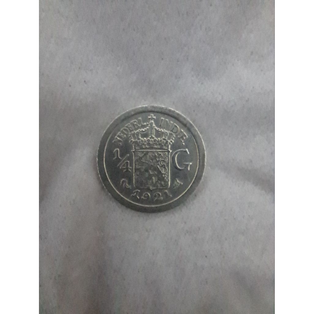 koin perak asli  1/4 gulden nenderl indie