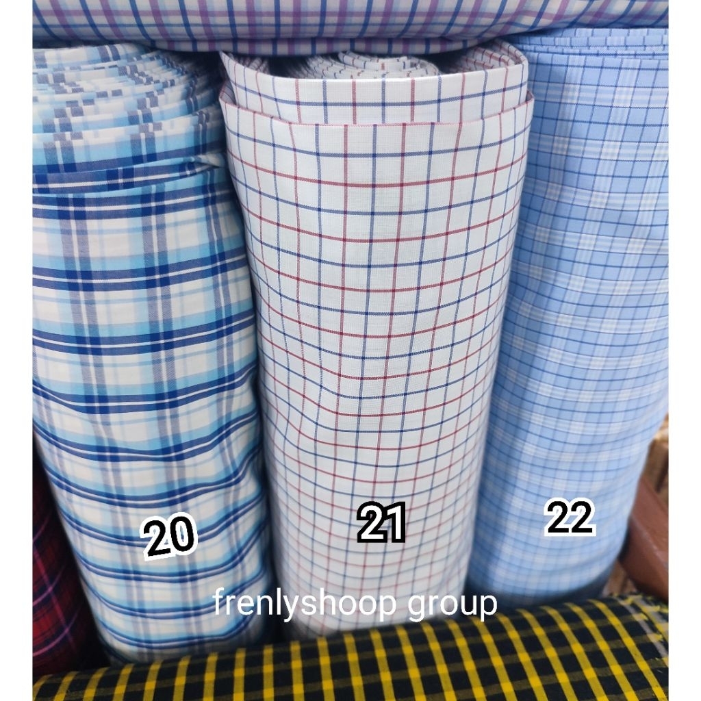Kain Bahan Kemeja Katun kotak kotak  yandet premium / Bahan kemeja katun kotak premium(hrg 0.5 mtr)