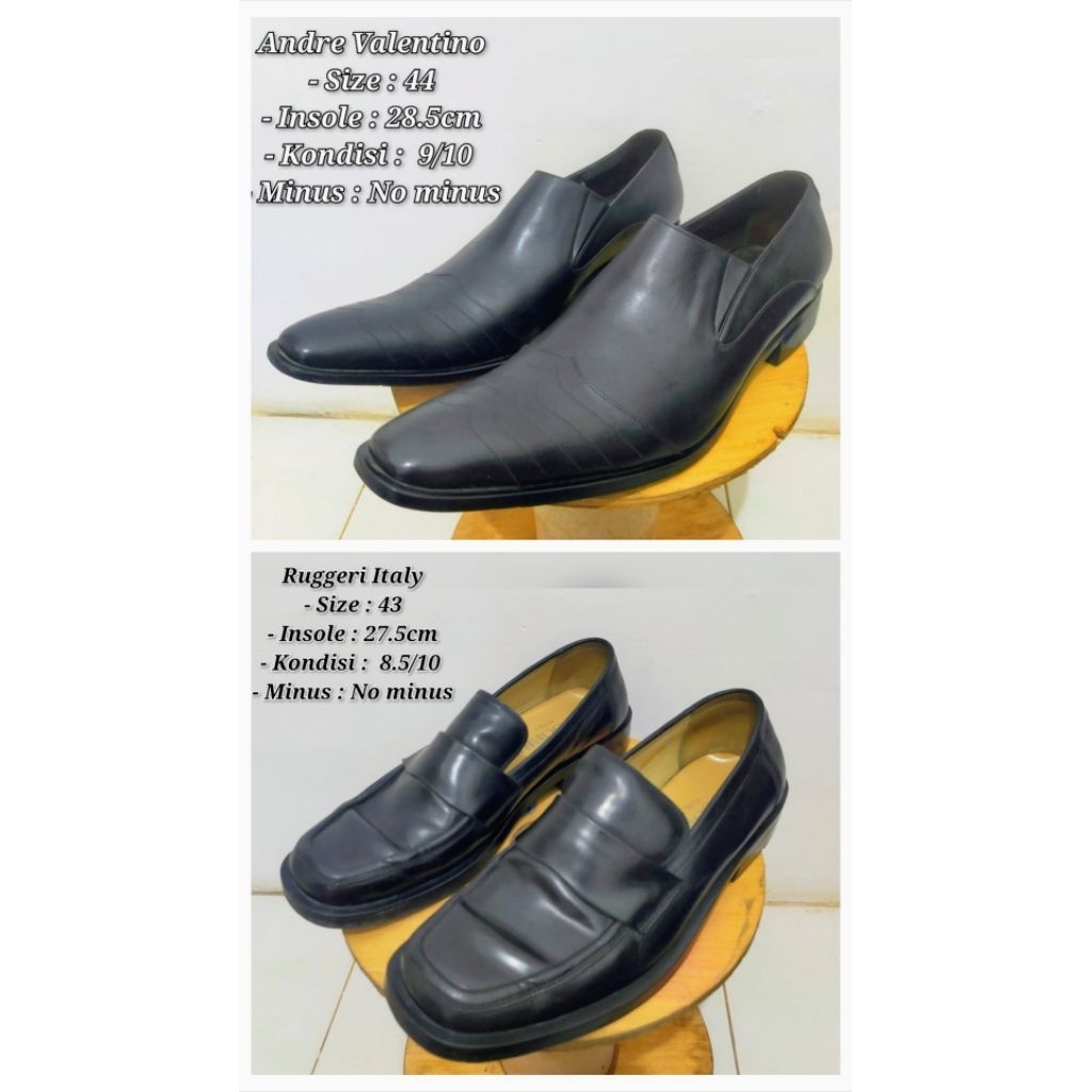 Sepatu Pantofel Kulit Pria Original Andre Valentino / Ruggeri Italy (Second) Size 43-44