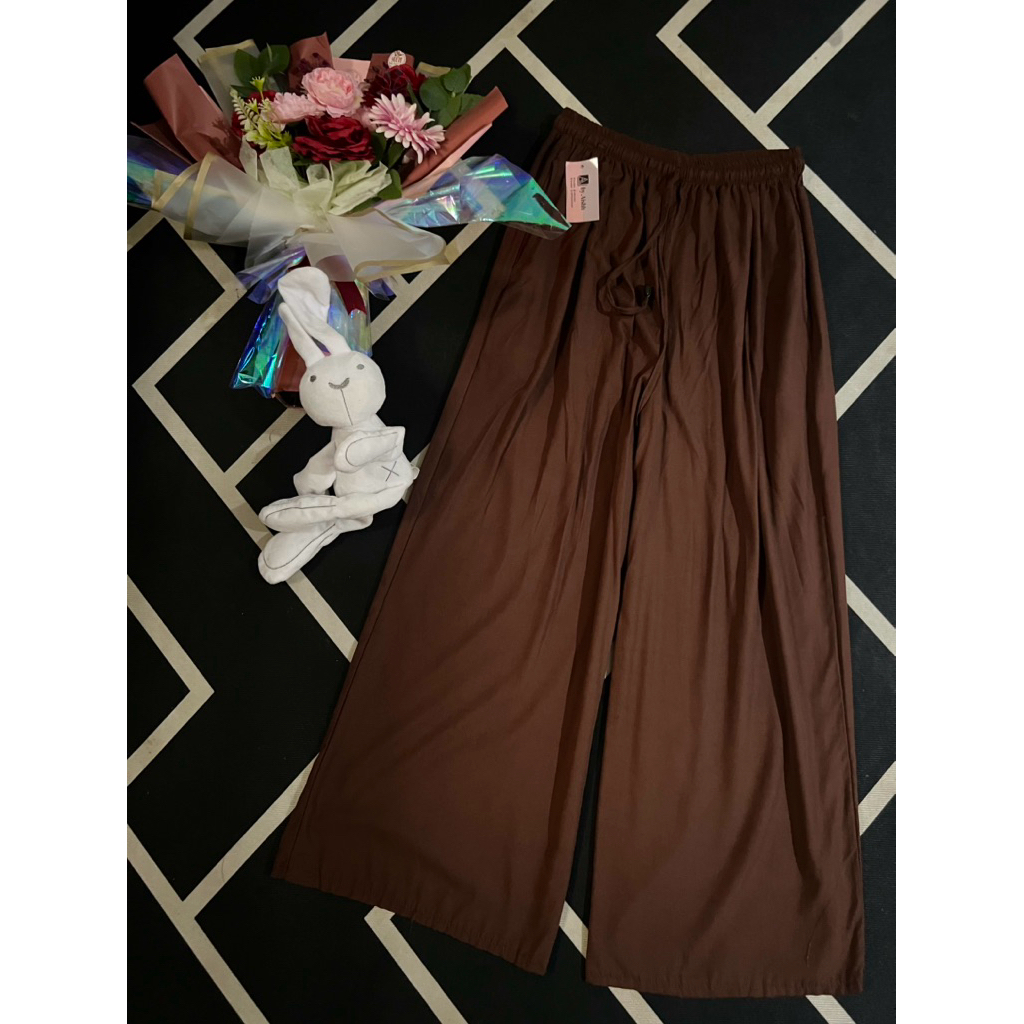 Kulot Rayon Polos Highwaist - Kekinian Kulot Loose Pants Panjang