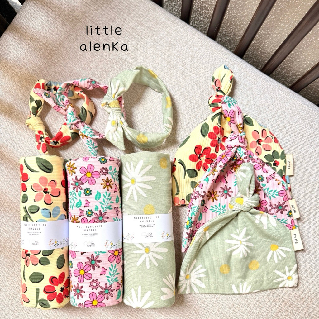 Alenka - Baby Swaddle Set / Bedong Bayi Motif Non Instan