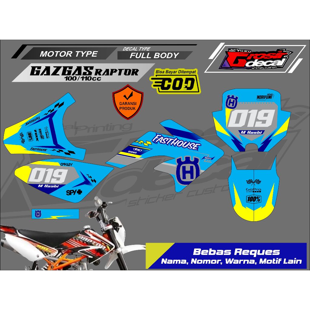 Sticker Stiker Trail Mini CRF 50cc Gazgas Raptor 100cc 110cc 125cc RFZ 70cc Full Body Bebas Reques