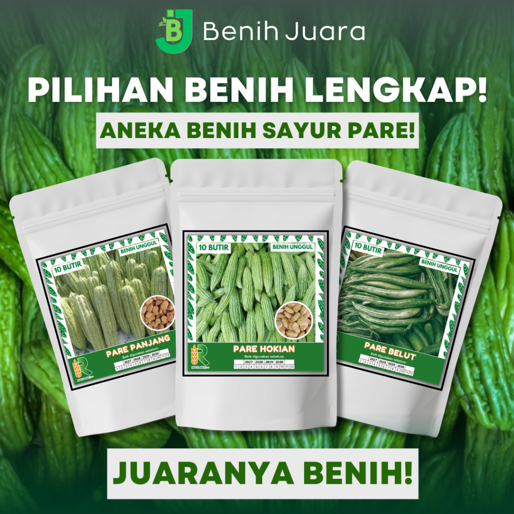 PAKET SPESIAL 10 BENIH PARIA PARE PANJANG, PARE HOKIAN, PARE BELUT KEMASAN PREMIUM