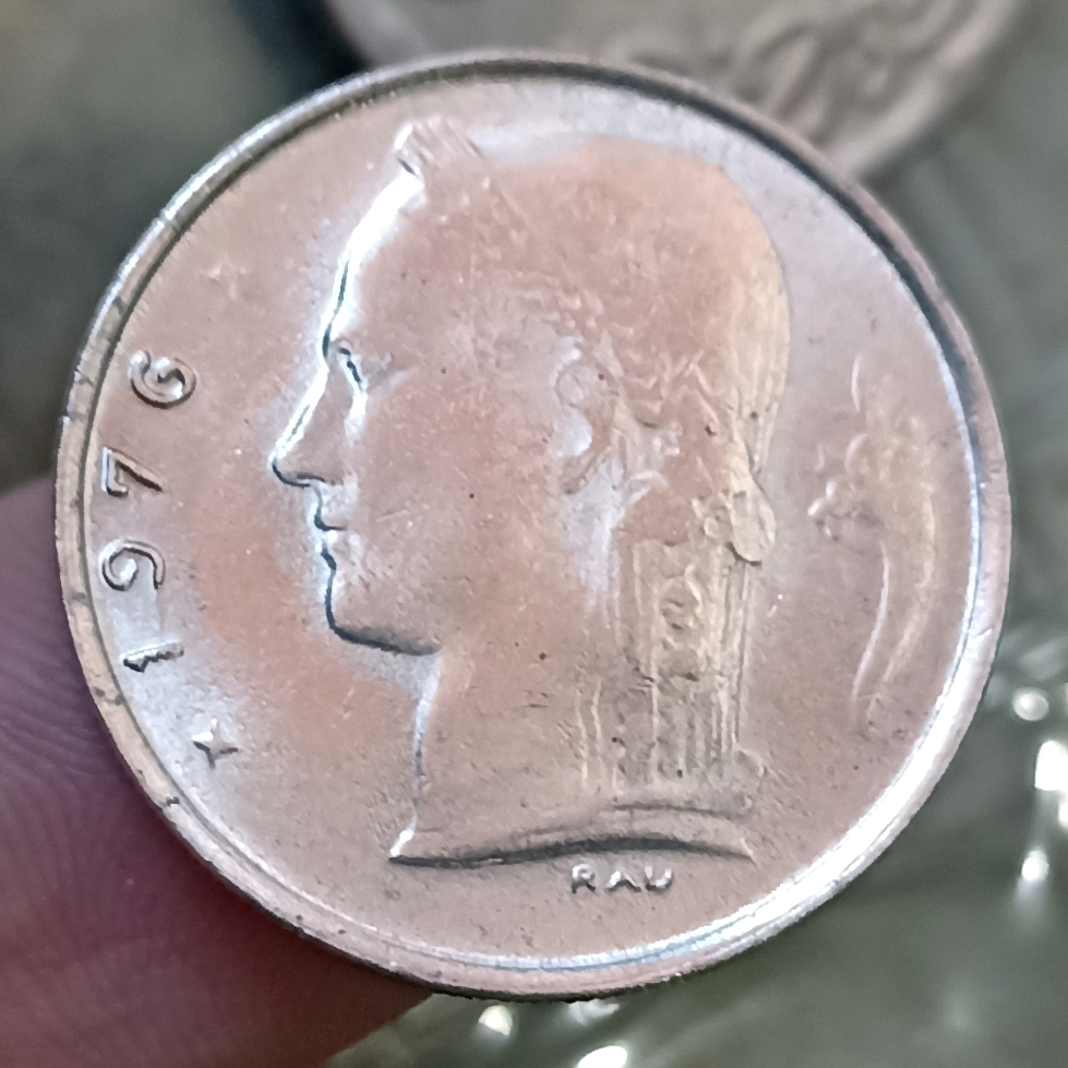Koin Kuno Belgia 1 Francs French text Tahun 1976