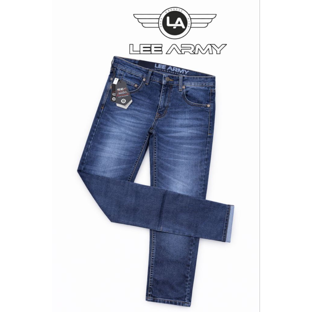 •LEE ARMY• Celana Jeans Pria Skinny Fit Lee Army Original Stretch Premium Warna Blue Denim Slimfit C