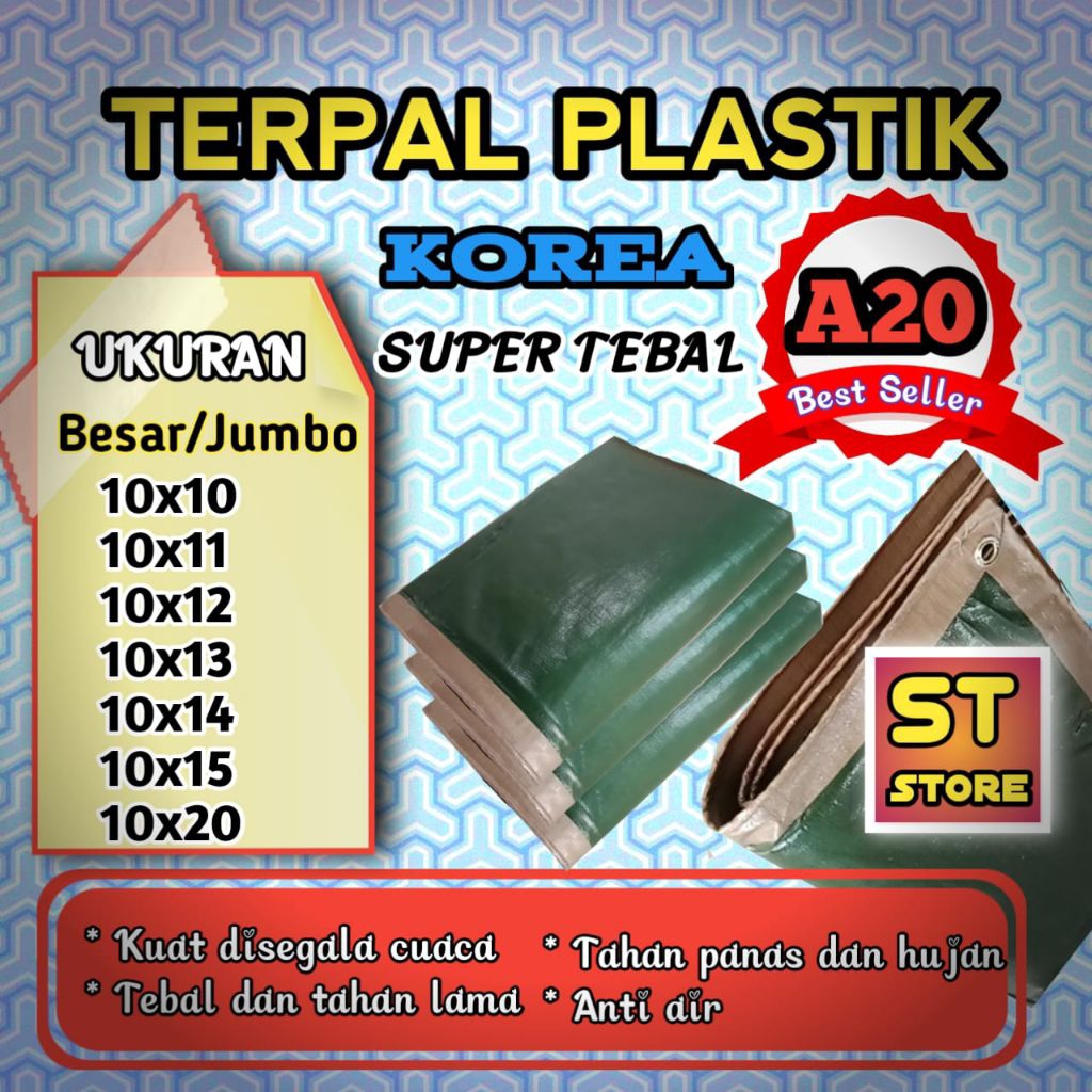Terpal A20 Korea UV terpal jumbo tebal tenda Kolam ikan terpal truk ukuran 10x10. 10x11. 10x12. 10x1