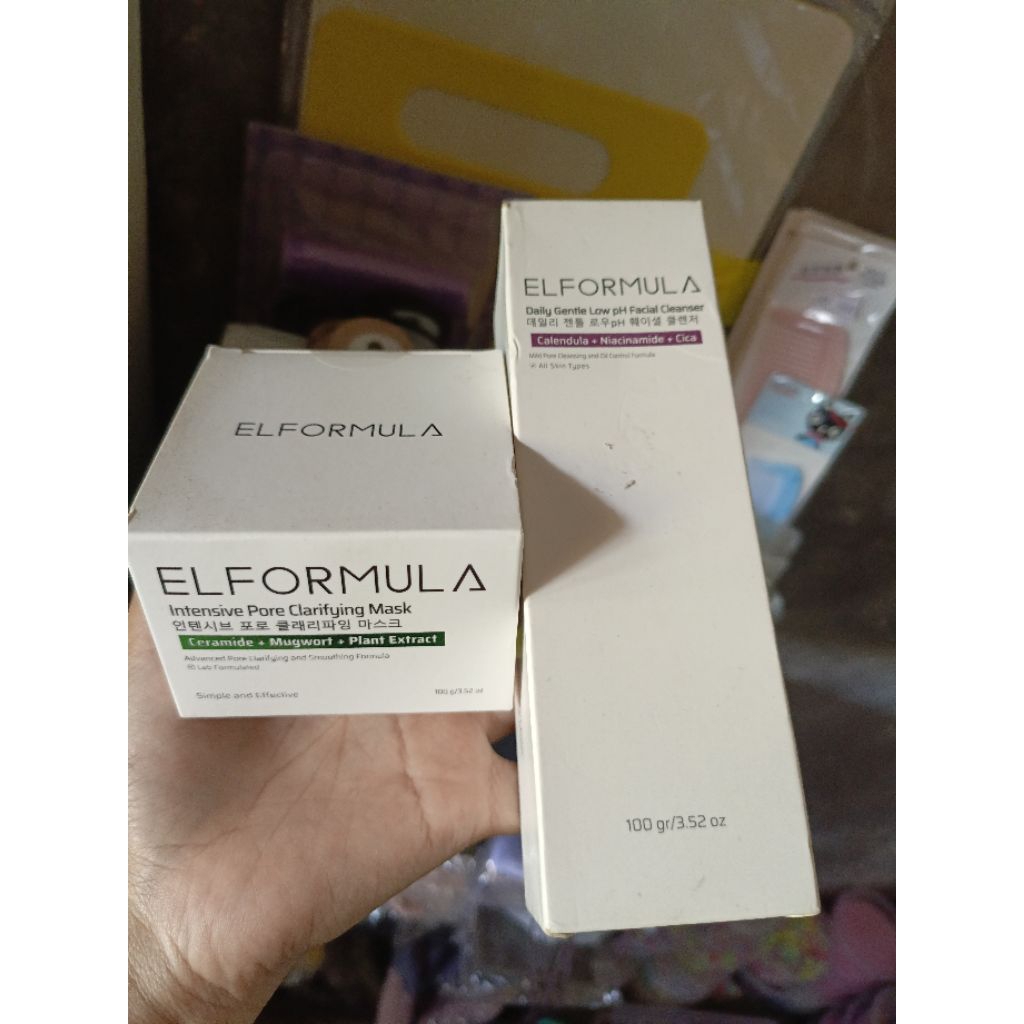 Bundling ELFORMULA Daily Gentle Facial Wash & Intensive Pore Clarifying Mugwort Mask / Elformula Cla