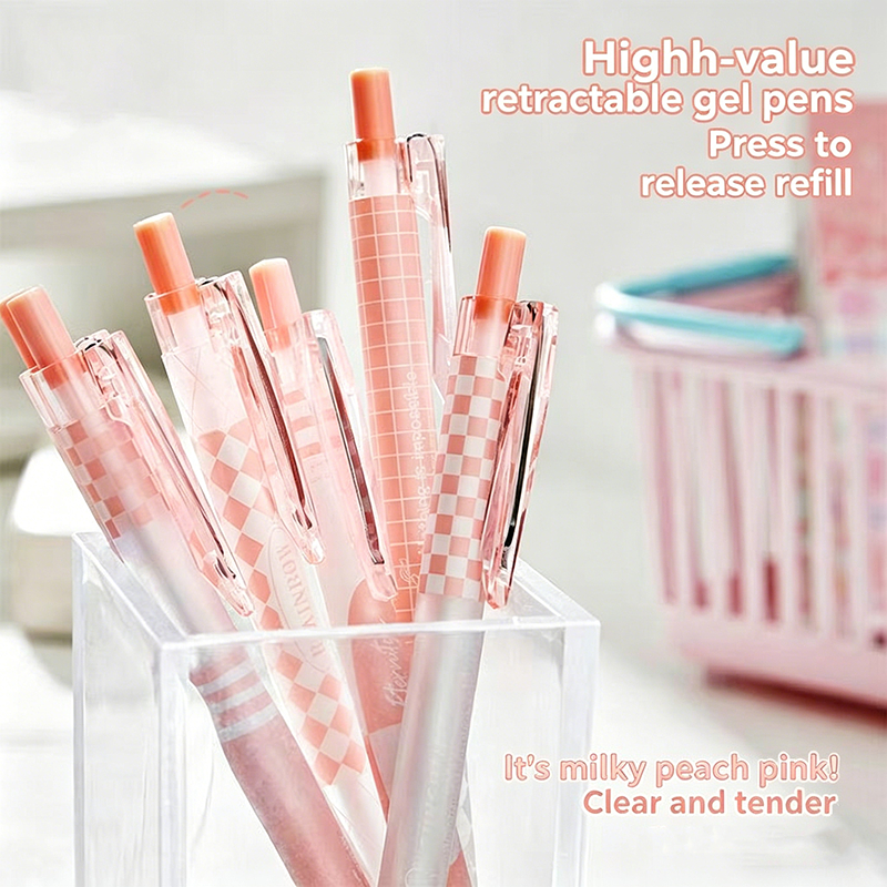Pulpen Aesthetic Gel Pen Pena Lucu Ins Style Pulpen Imut Pink Pulpen Hitam Korea Retractable Alat Tu