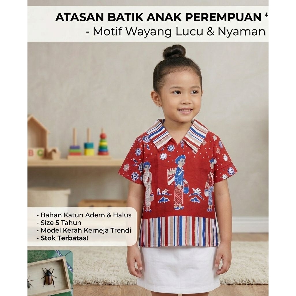 atasan batik anak perempuan lucu.batik anak perempuan motof jamu gendong.blus batik anak perempuan