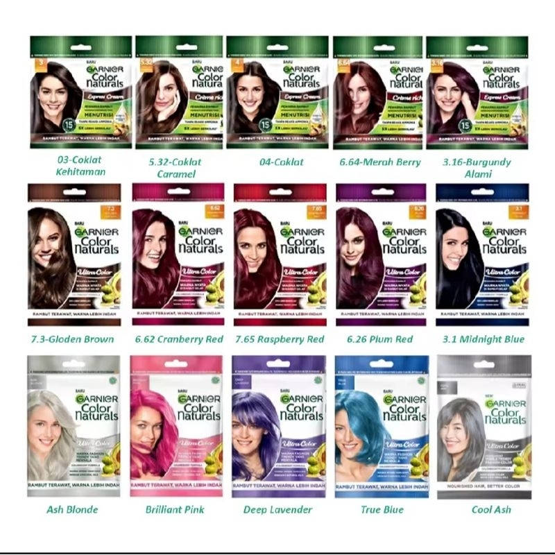 Garnier Color Naturals | Garnier Pewarna Rambut Sachet | Semir Rambut Garnier