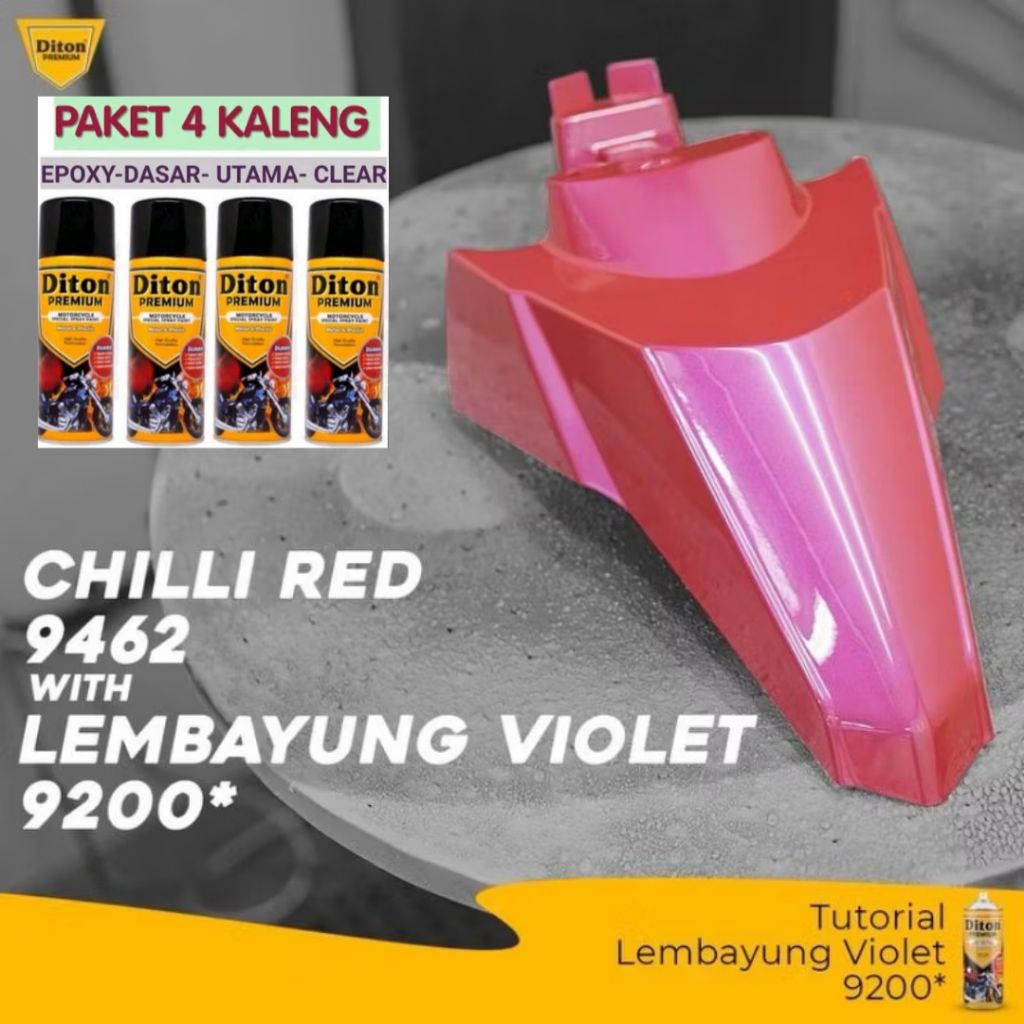 Pilok Merah Lembayung Violet Paket Diton Premium 4Klg Cat Semprot Sepeda Motor Mobil Velg Helm