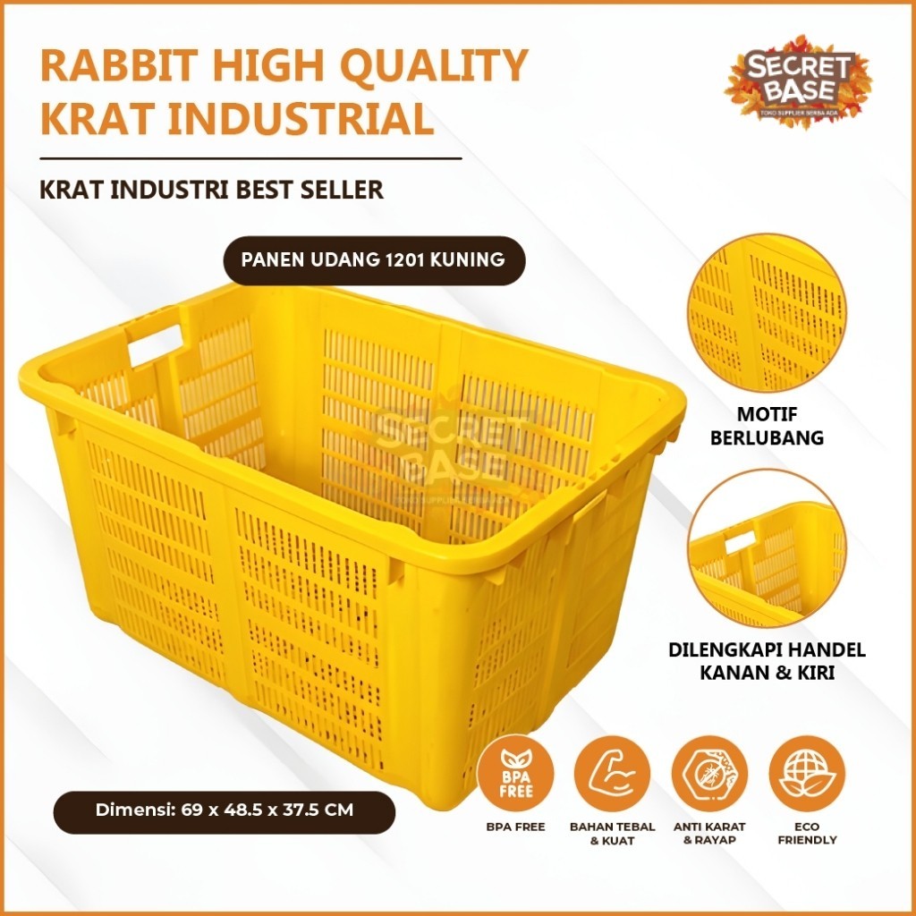 RABBIT HIGH QUALITY KRAT INDUSTRIAL 1201 - Keranjang Serbaguna / Krat Industri Tebal