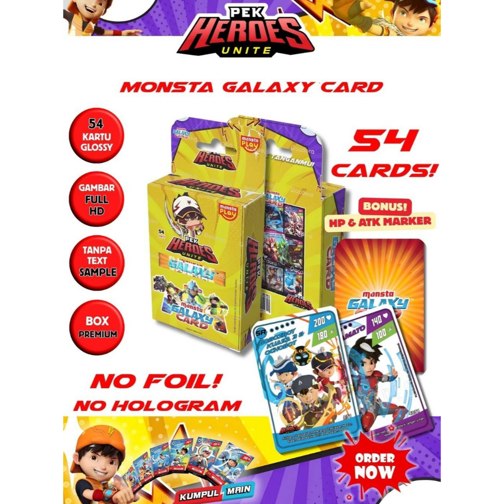 Kartu BoBoiBoy Pek Heroes Unite isi 54 card