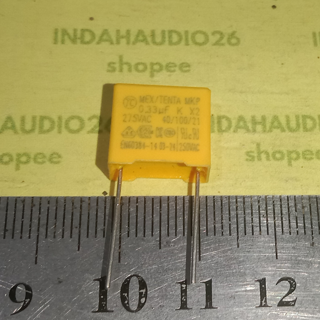 5PCS  MEX/TENTA MKP 0.33uf K X2 275vac 10mm MKM 334 275V 330nf 330n kuning capasitor kapasitor 330 n