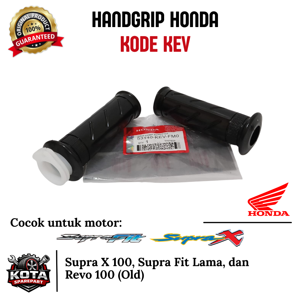 HANDGRIP ORIGINAL HONDA KODE KEV UNTUK MOTOR HONDA SUPRA X 100, SUPRA FIT LAMA, DAN REVO 100 (OLD)