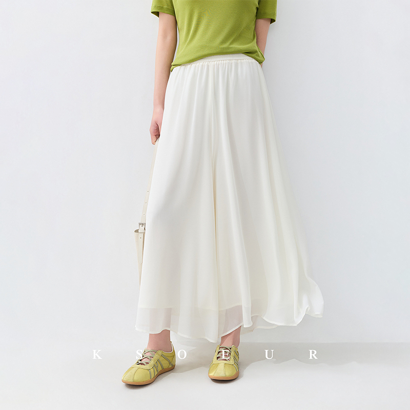 MEETBONIE Celana Kulot Rok Chiffon High Waist Korea Style Bahan Jatuh Adem Loose Pants Casual OOTD