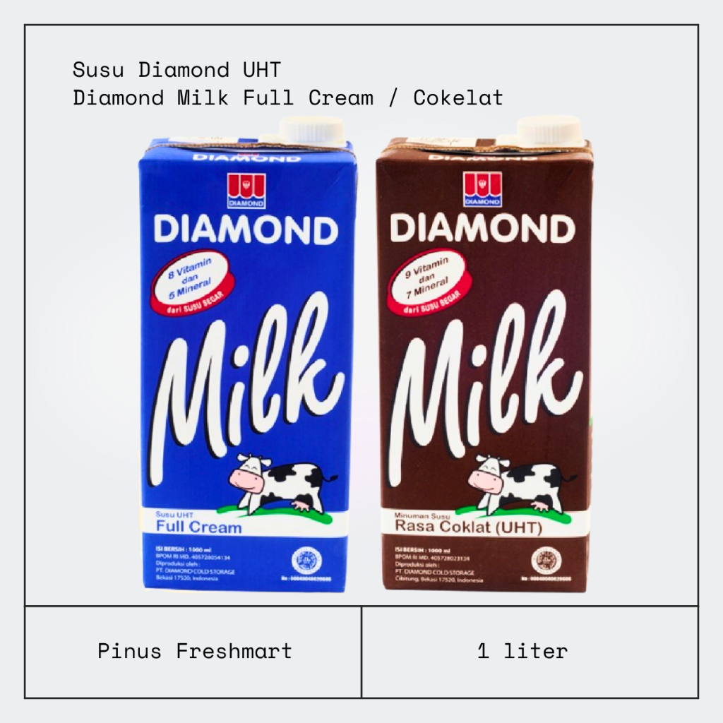 Susu Diamond UHT 1 Liter / Diamond Milk Full Cream / Cokelat
