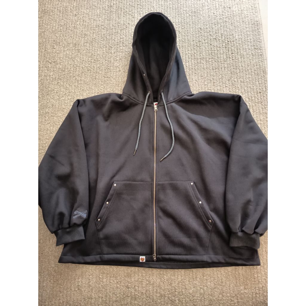 RAWTYPE RIOT ZIPPER BLANK HOODIE DARK GREY