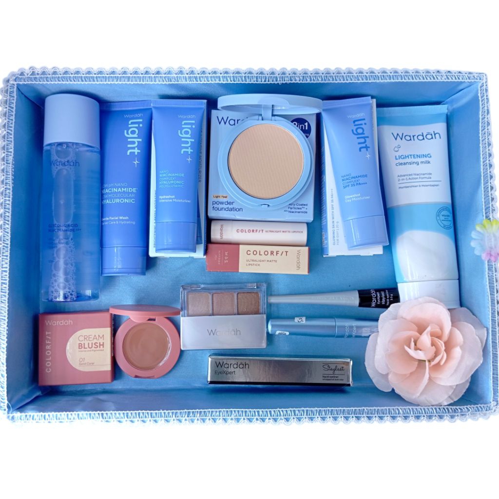 Wardah Seserahan Hantaran Nikah Gratis box/ PAKET SESERAHAN MAKE UP WARDAH/ Satu Set Lamaran Kosmeti