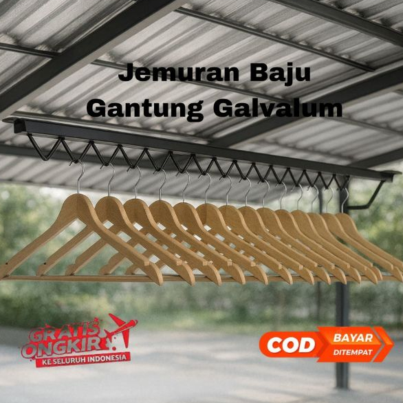 Jemuran Baju Gantung Galvalum Anti Karat | Rak Jemuran Dinding Kuat | Gantungan Jemur Hemat Tempat
