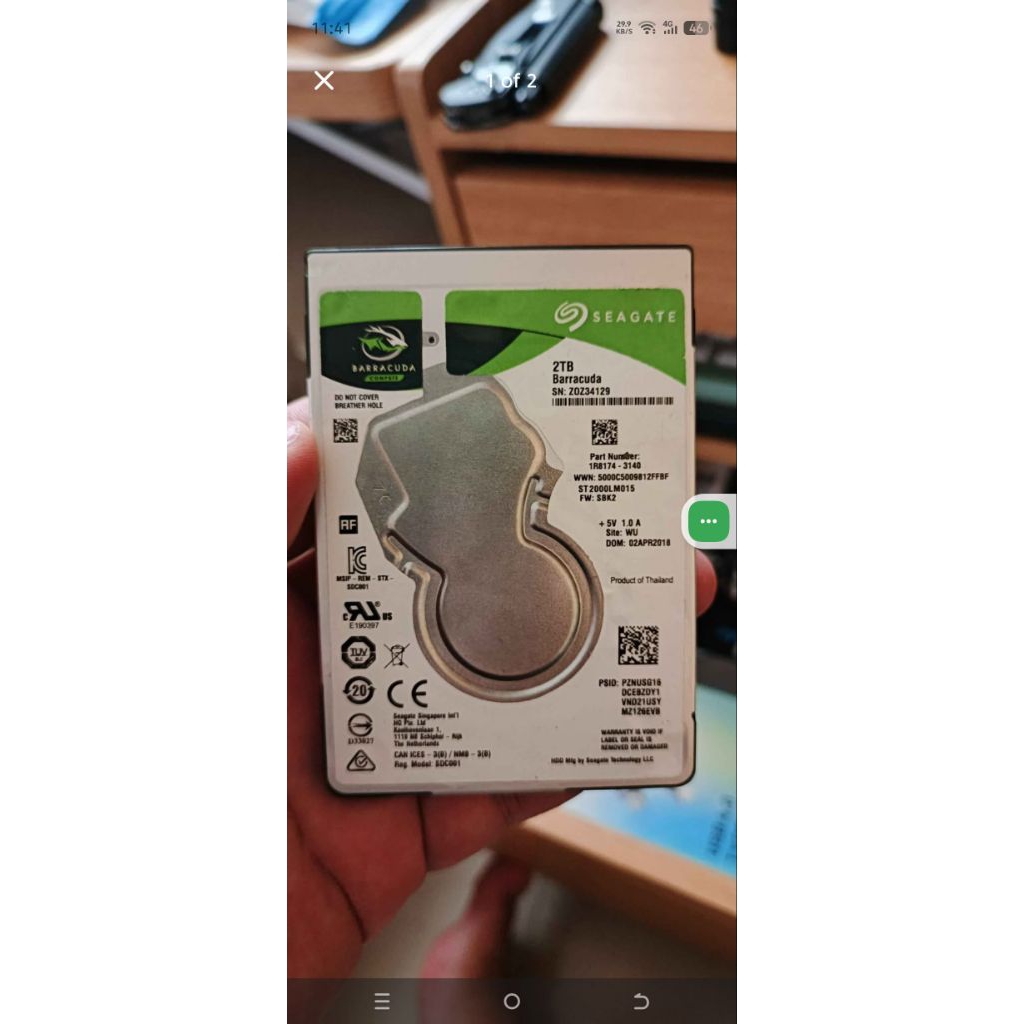 Hdd hardisk laptop 2,5 inch 2tb merk seagate kondisi RUSAK