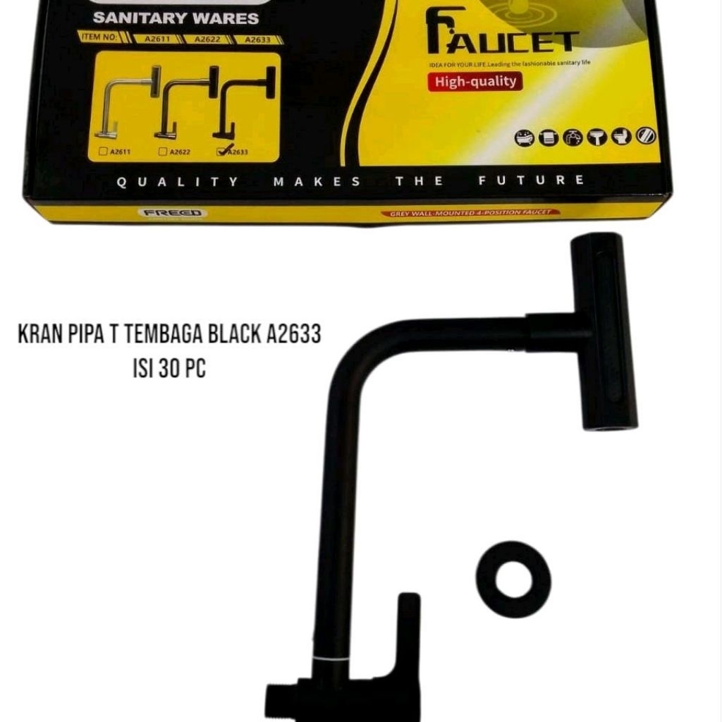 FREED - Kran / Keran Angsa Tembok Cuci Piring 4 Mode Black 1/2" Inch Hitam / Kran Angsa Pipa Tembaga