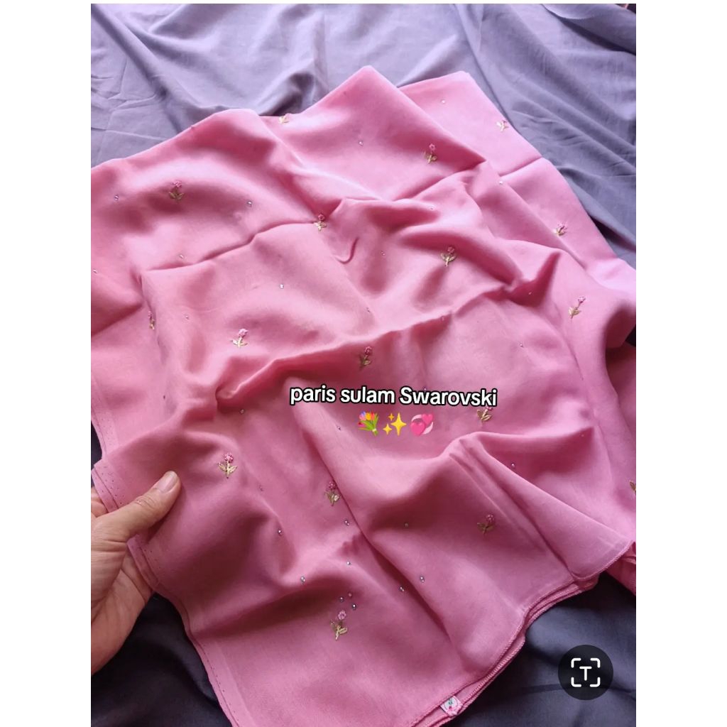 Jilbab segiempat Paris sulam Swarovski