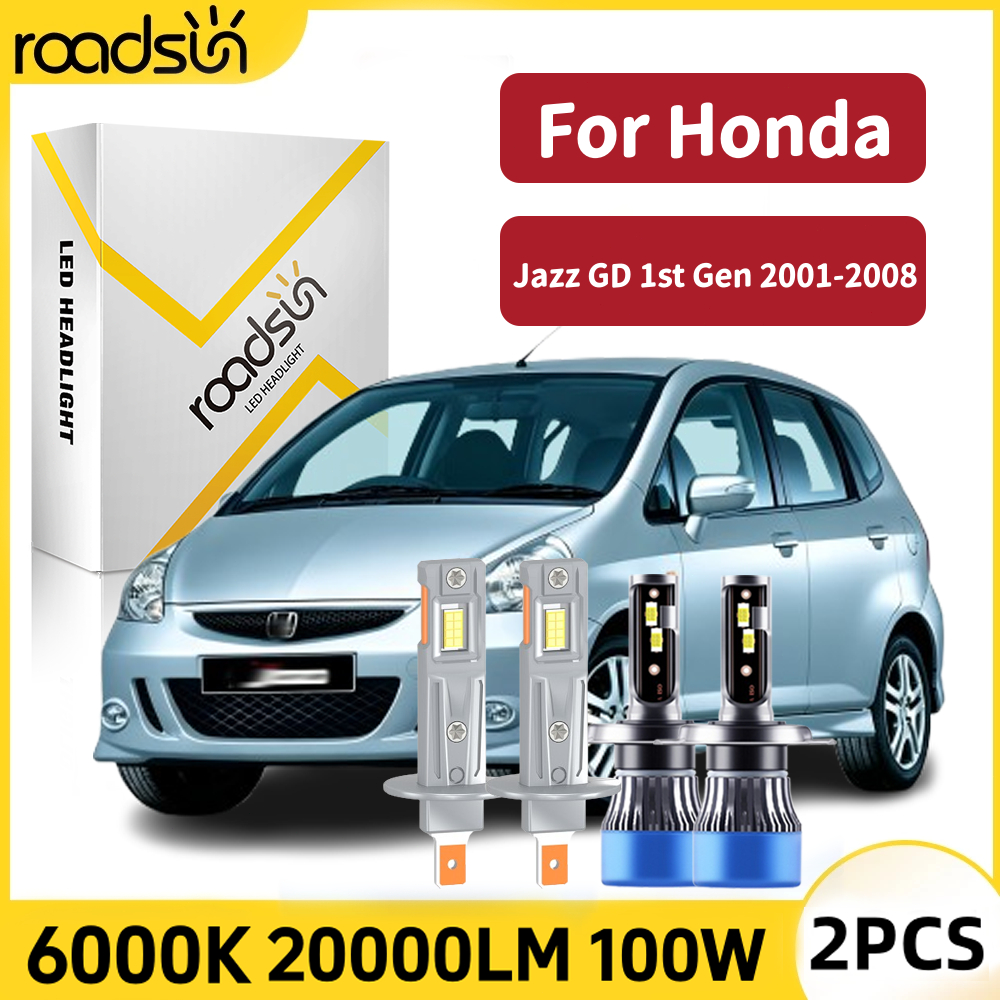 Cocok untuk Honda Jazz GD 1st Gen 2001-2008 Super Terang Led Lampu Depan Mobil Bohlam Hi/Lo Beam Lam