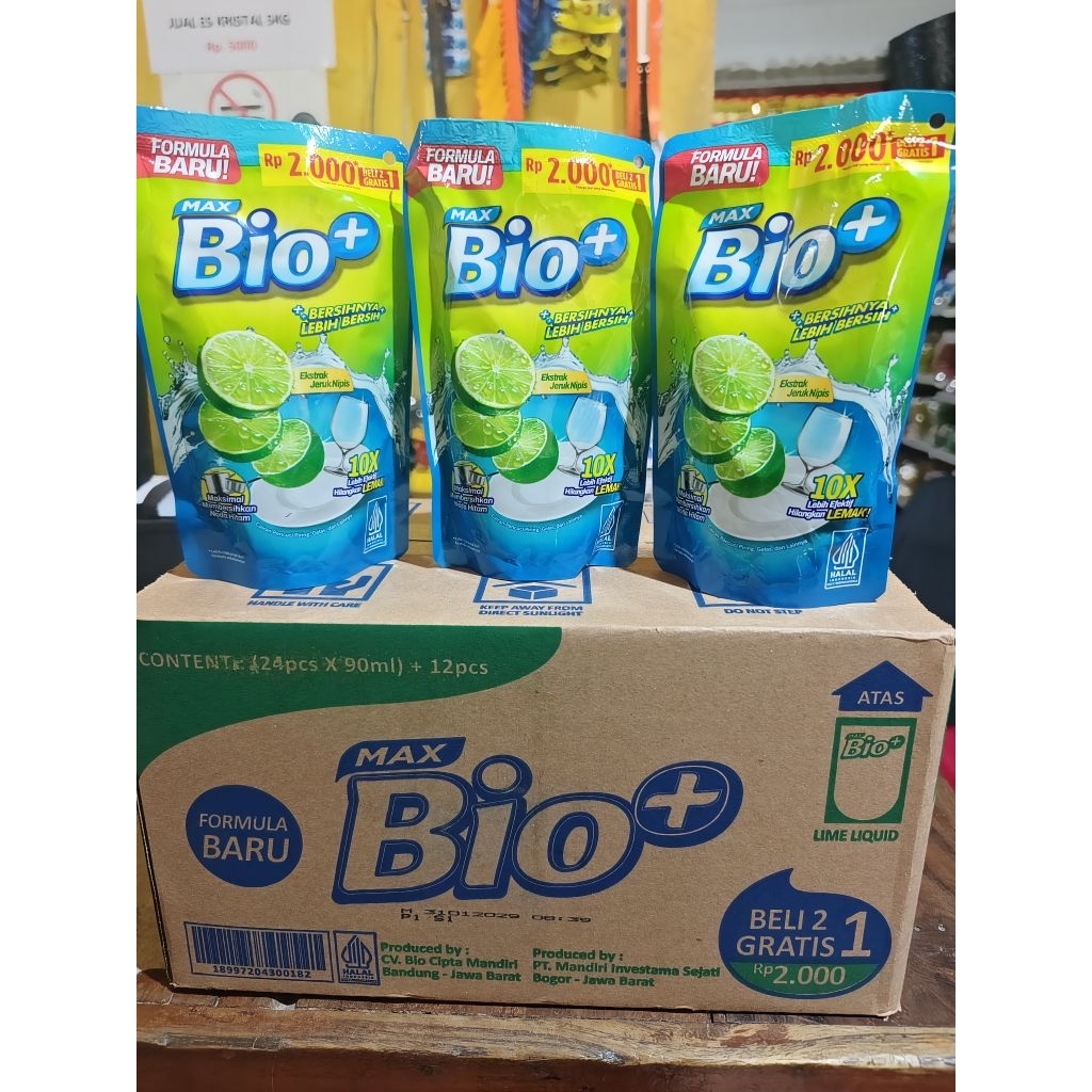 Sabun Cuci Piring Max Bio Cair 2000 - 90ml (1 DUS ISI 36 PCS)
