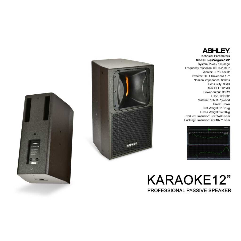 ASHLEY LasVegas 12P Speaker Pasif Karaoke 12 Inch Professional Full Range 350W 8 Ohm