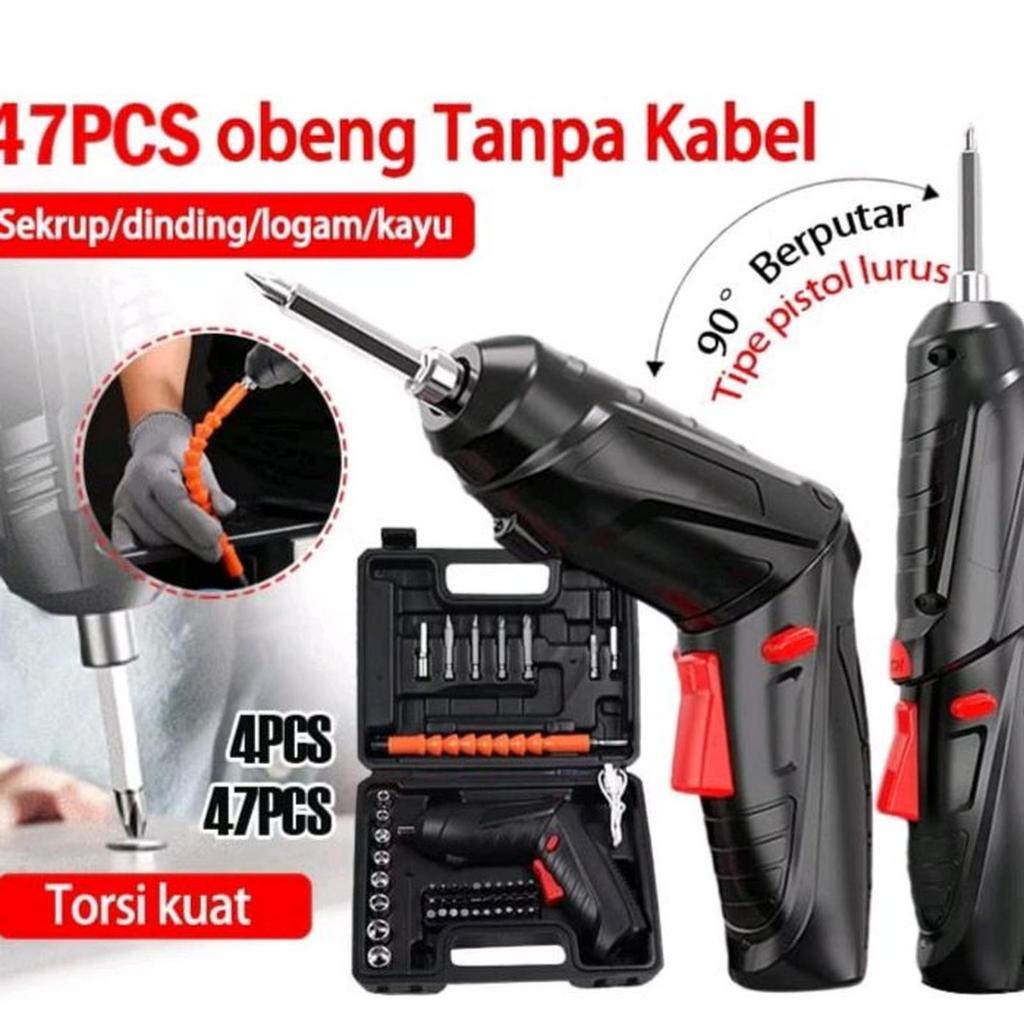 Mesin Obeng Listrik Bor Cordless Folding Mesin Bor Elektrik Tanpa Kabel Satu Set Koper Mesin Bor Mod