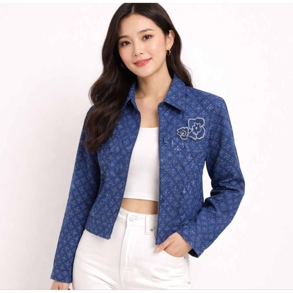 Karunia "NIKEN" Outer Batik Jaket batik Jaket Navy Motif Wanita
