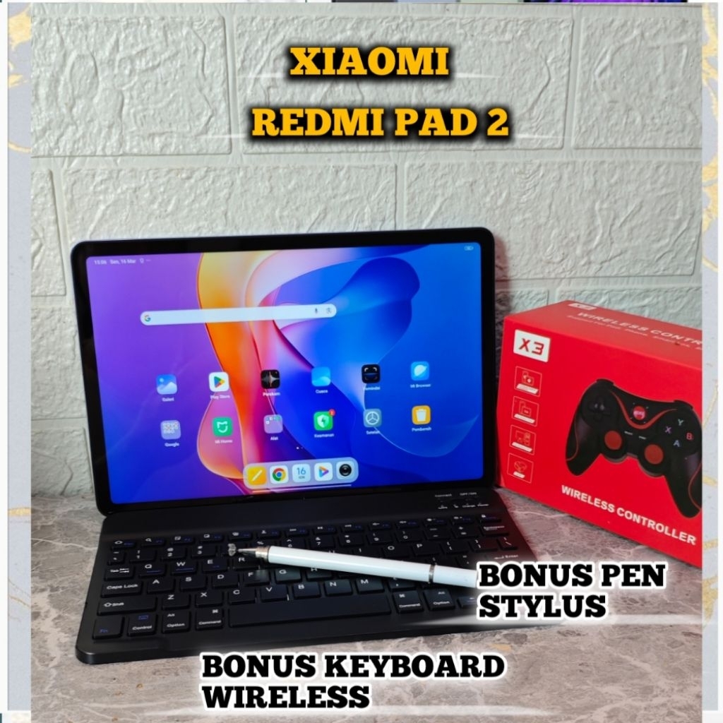 Xiaomi Redmi Pad 2 RAM 4/128GB Bekas Mulus Tablet Sekolah Kuliah Bonus Keyboard Pen Joystick Lengkap