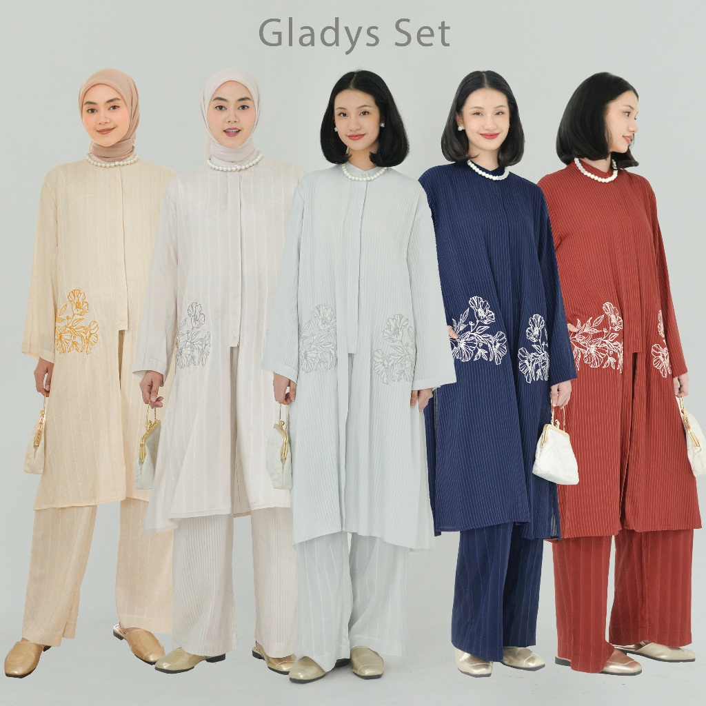 NUNA Gladys Set | Setelan Baju Wanita Katun Bordir Raya Series
