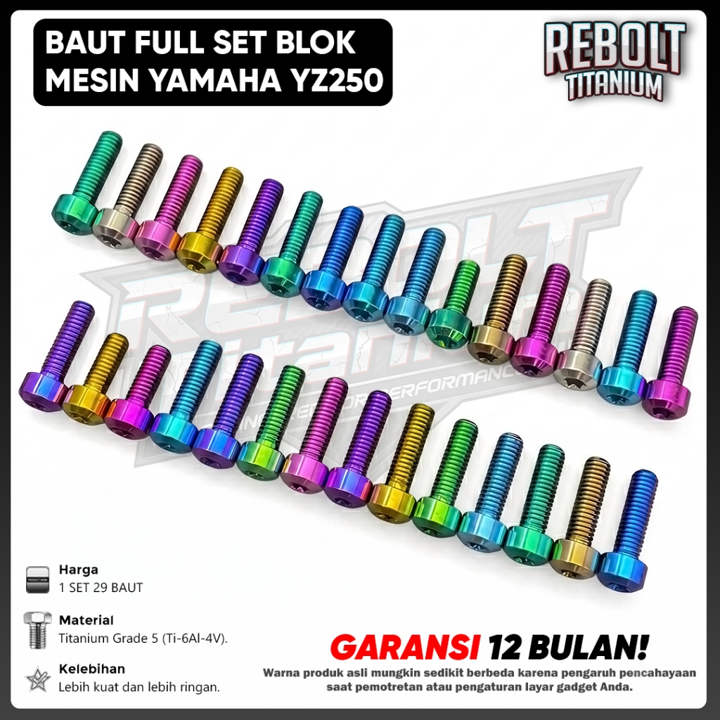 Baut Titanium Full Set Blok Mesin YZ250 GR5 REBOLT