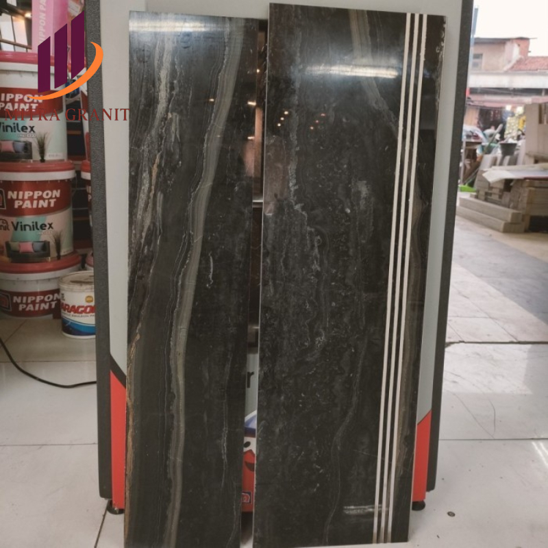 GRANIT/KERAMIK TANGGA HITAM MOTIF 30X100 GRANIT MARMER LIST PLINT