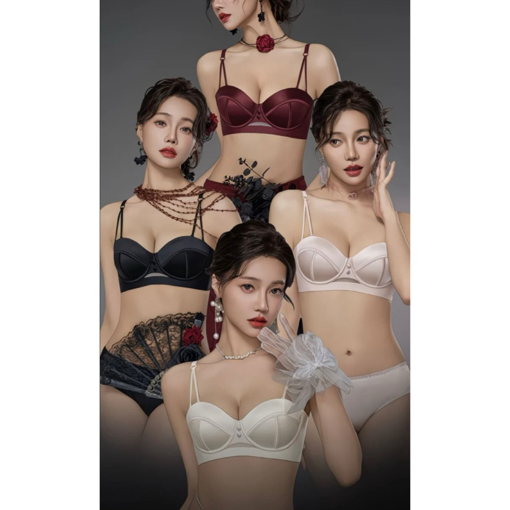 themood.Label | set bra dan celan dalam wanita silk anti ciplak | bra wanita kekinian Korean style