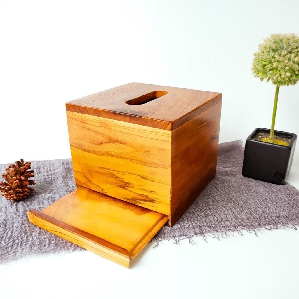 KOTAK TISSU KAYU JATI KECIL/KOTAK TISSU AWET/BOX TISSU KAYU/BOX TISSU ESTETIK