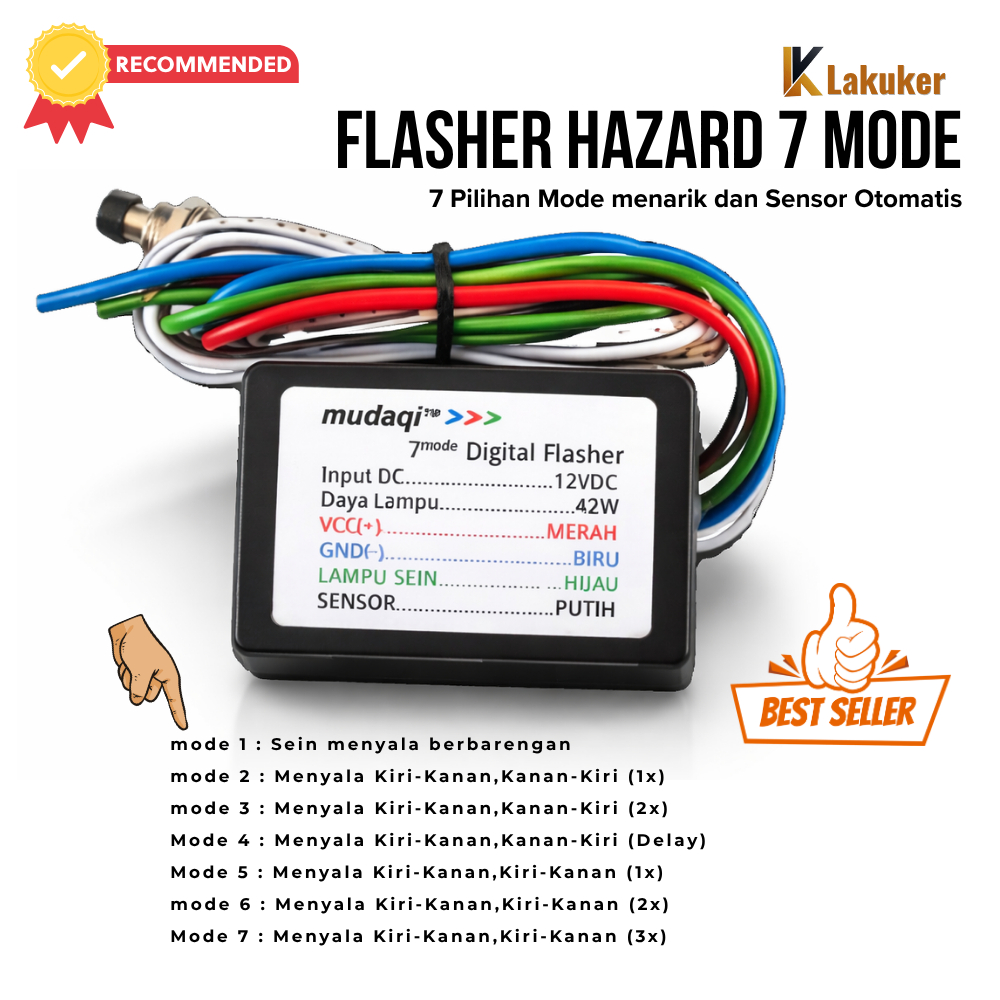 modul flasher hazard 7 mode motor tombol bisa auto sensor lampu sein variasi mudaqi dan TOMBOL Push 