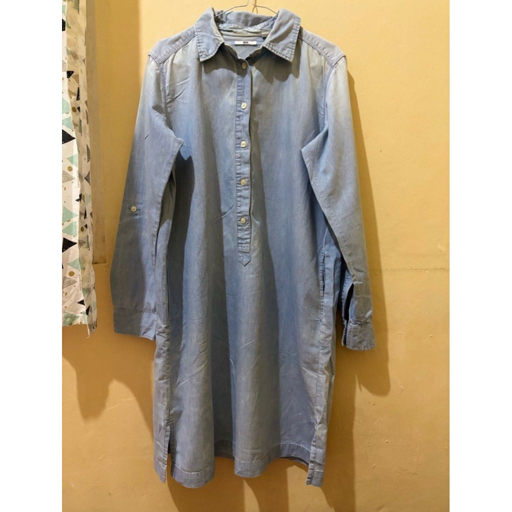 Uniqlo Denim Shirt Dress / Dress Kemeja - size L