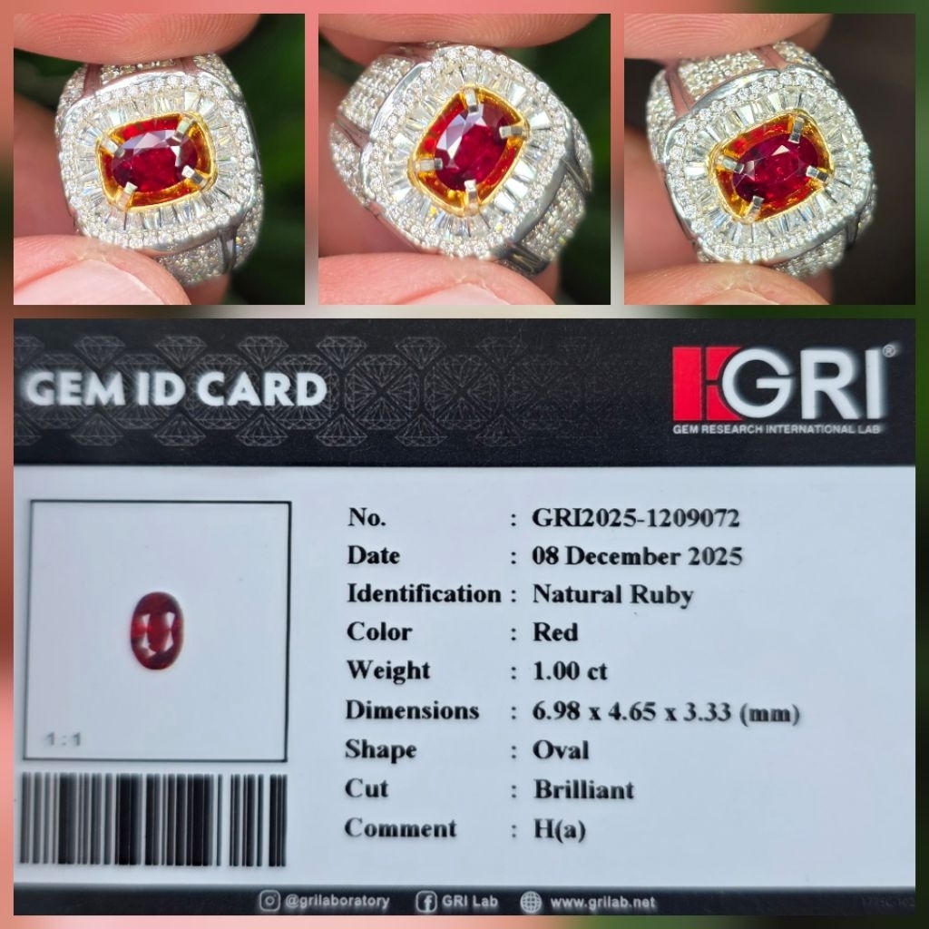Batu Natural Red Ruby Heat A Memo 1.00 crt