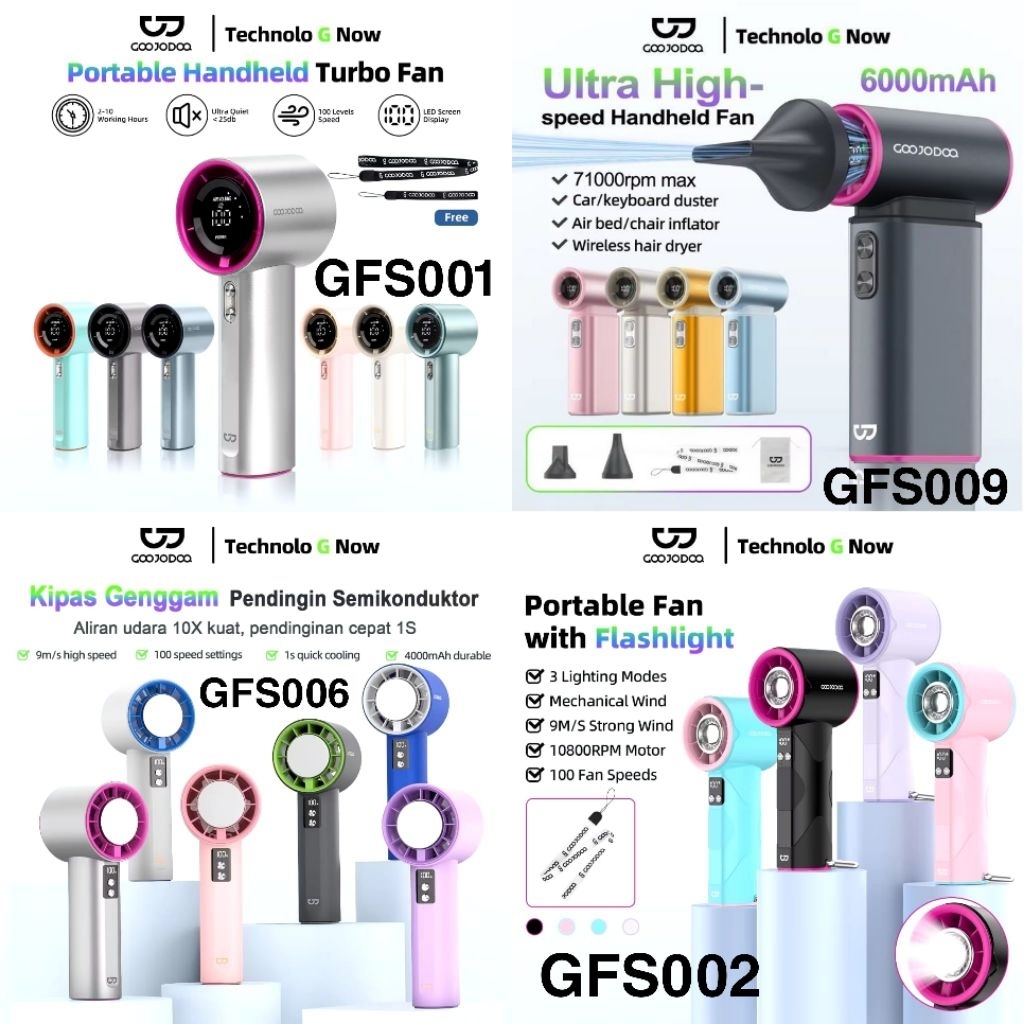 Kipas Portable Goojodoq High Speed Turbo GFS001 GFS002 GFS009 GFS006 Cooling