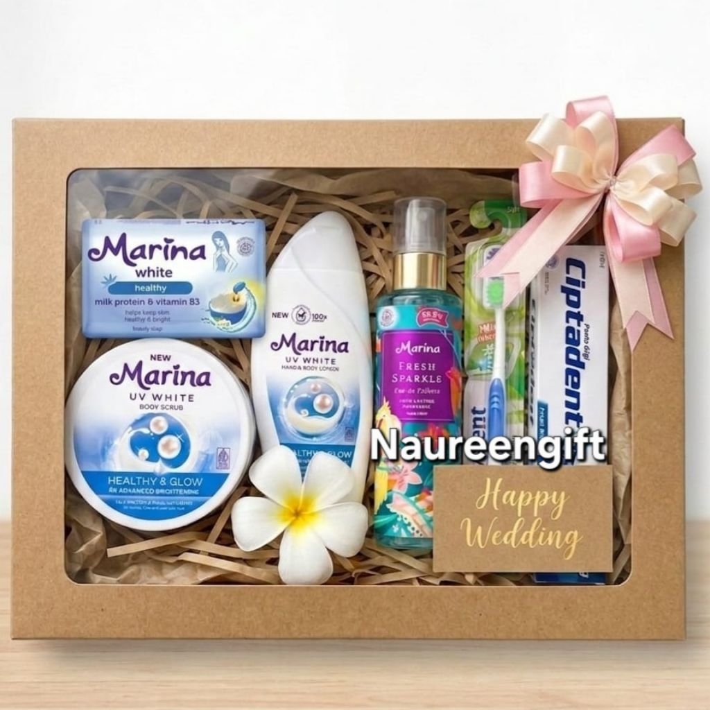 Paket Seserahan Pernikahan / Hampers Wedding Alat Mandi & Body Care Marina
