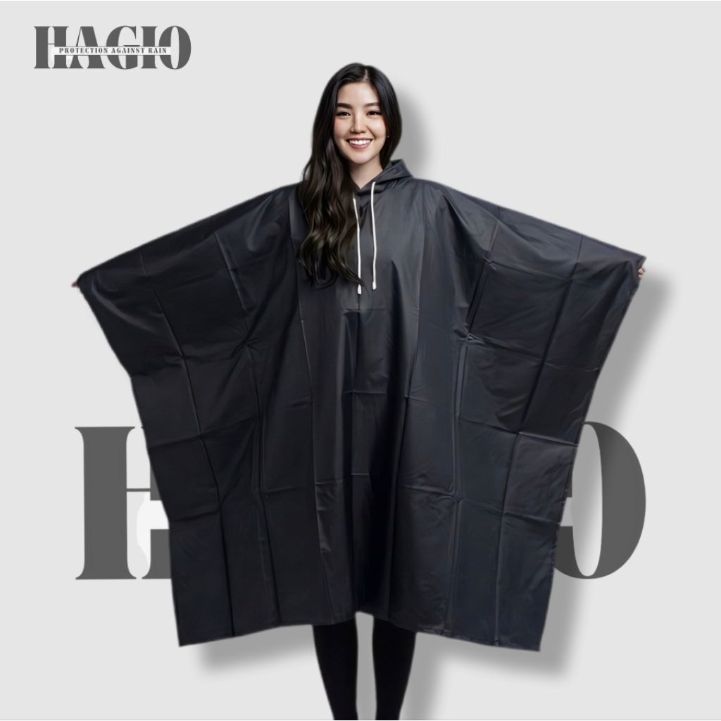 JAS HUJAN PONCO TANPA LENGAN by HAGIO Pria Wanita Dewasa Bahan PVC Tebal