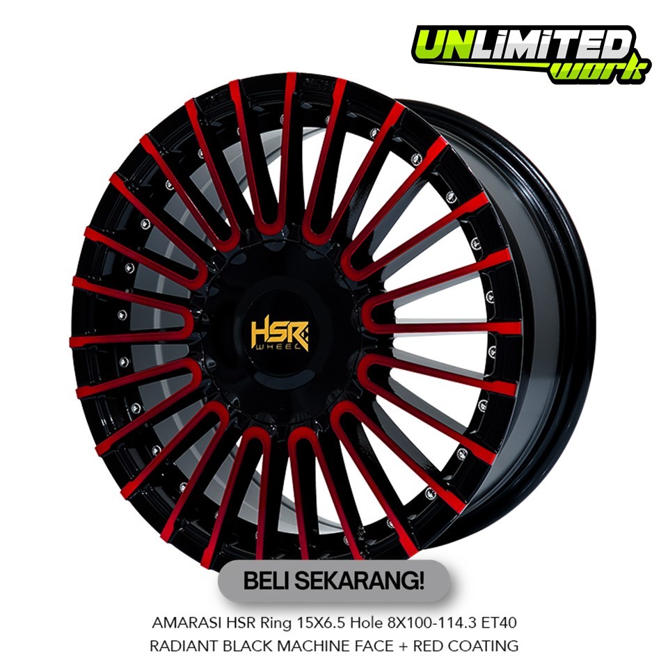 Velg HSR Amarasi R15 List Merah Sporty Untuk Brio Agya Sirion Mobilio Freed Ayla Binguo Velg Ring 15