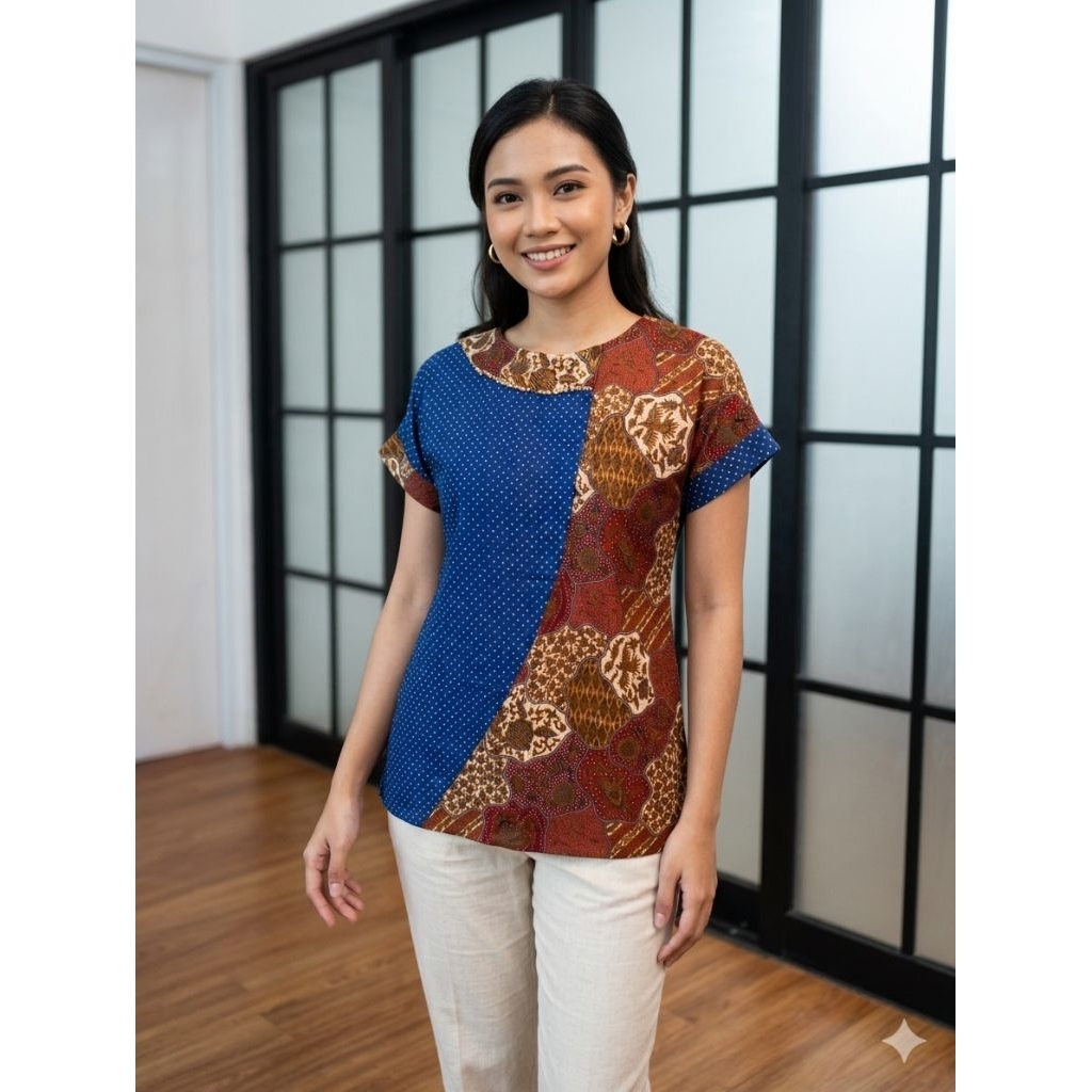 [PRELOVED]Atasan/Blouse batik tangan pendek DANAR HADI-Size L