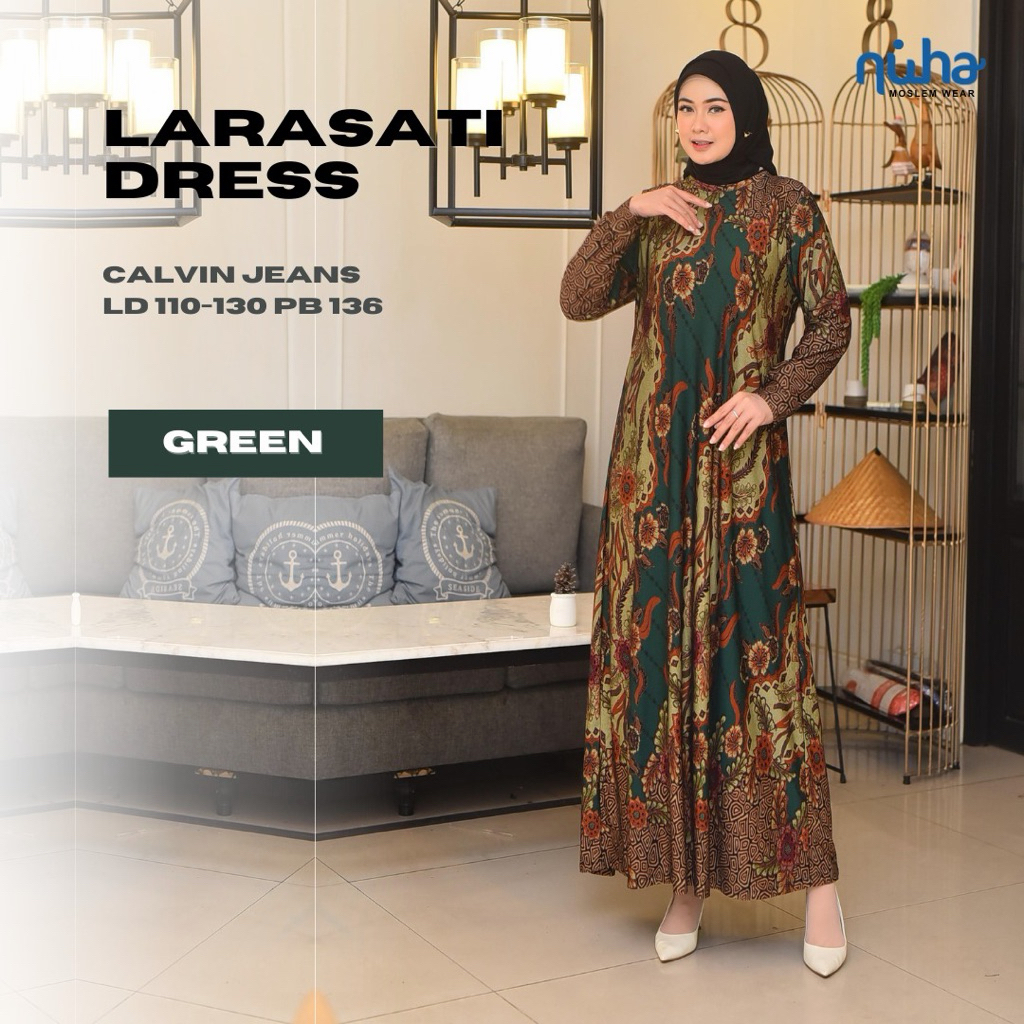 COD= NO CANCEL• Larasati Dress by Nuha• Dress Motif Batik Bahan Melar Adem