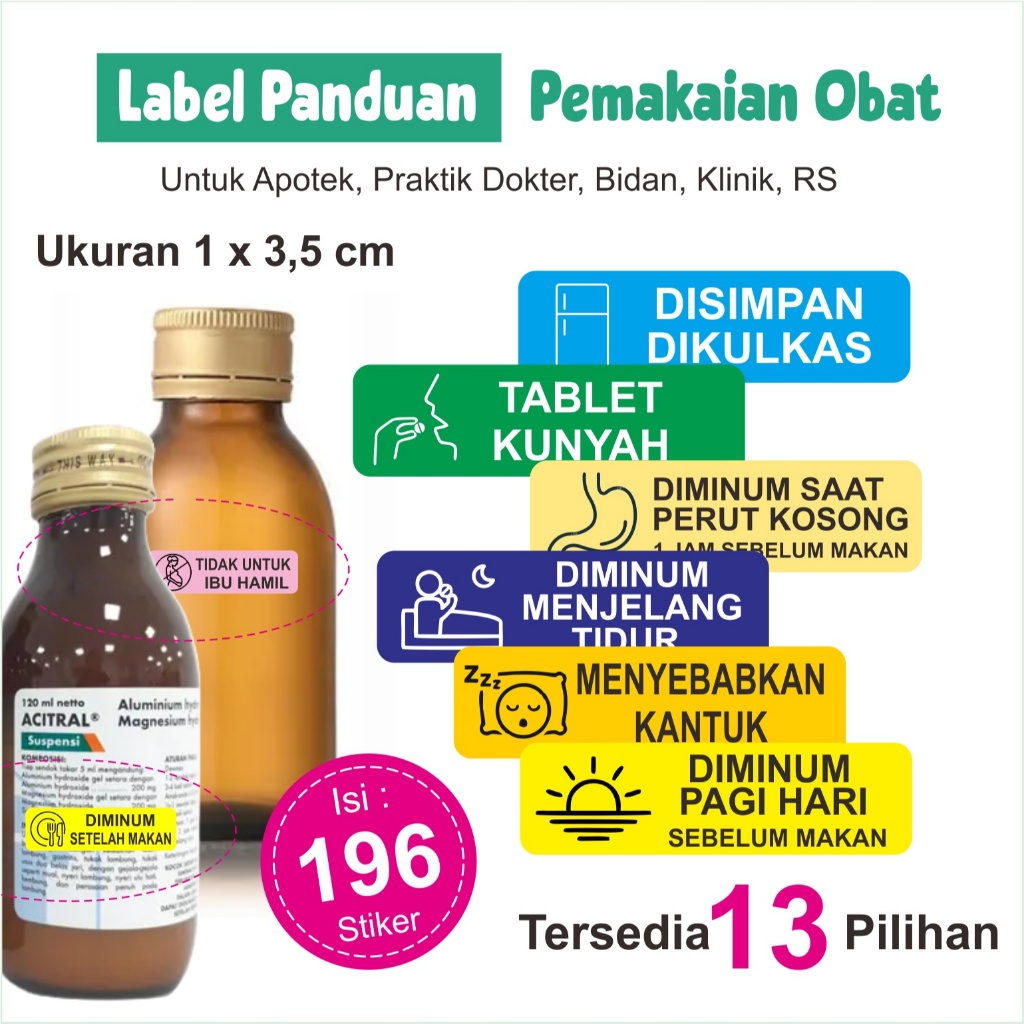 Stiker Label Obat Stiker Label Botol Obat Apotek Stiker Label Botol Stiker Penanda Medis