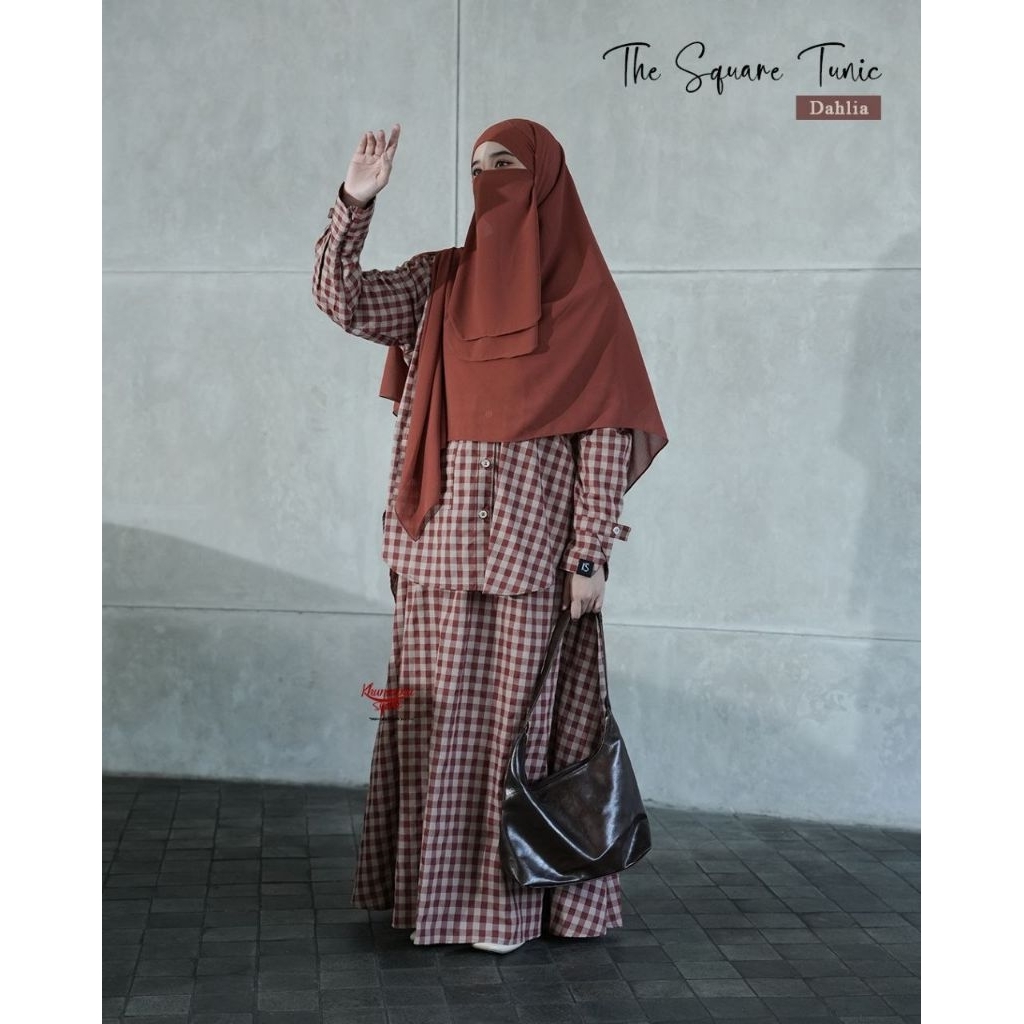TUNIK ROK SYAR'I SQUARE BY KHUMAIRA SYAR'I | TUNIK ROK CASUAL | TUNIK MOTIF KOTAK | TUNIK DAILY